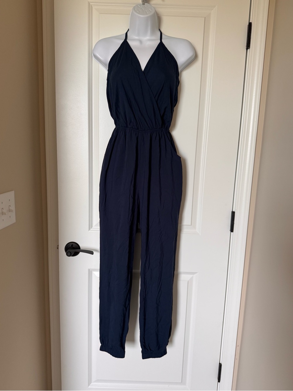 Lulu's Navy Halter Wrap Jumpsuit